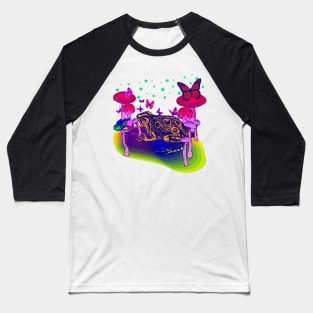 Psychedelic Frog, Magic Mushrooms, & Butterflies Tye Dye Baseball T-Shirt